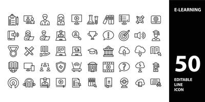 E-learning icons set. Collection of simple editable icons for web design, app, and more. vector