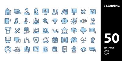 E-learning icons set. Collection of simple editable icons for web design, app, and more. vector