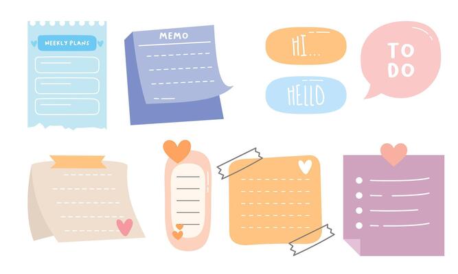 Cute hand drawn planner, journal, notepad, paper vector illustration