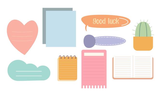 Cute hand drawn planner, journal, notepad, paper vector illustration