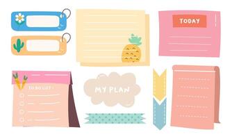 Cute hand drawn planner, journal, notepad, paper vector illustration