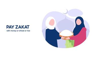 pagar zakat o en línea zakat solicitud para Ramadán concepto vector