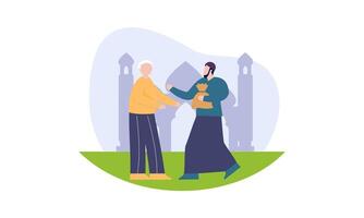 pagar zakat o en línea zakat solicitud para Ramadán concepto vector