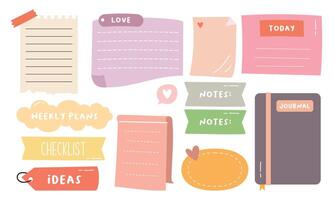 Cute hand drawn planner, journal, notepad, paper vector illustration