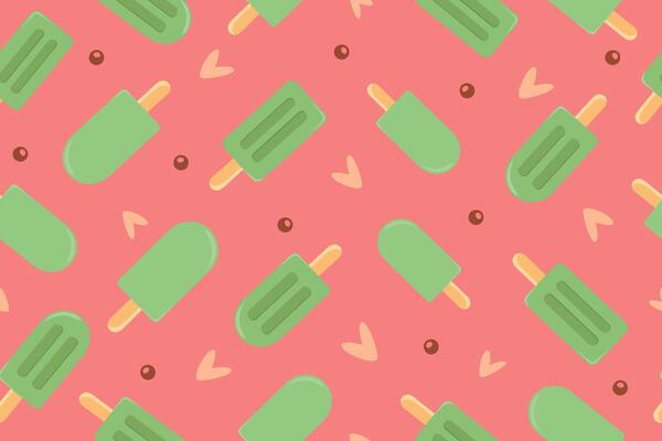 Matcha ice cream seamless pattern. Vector illustration