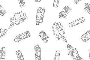 Seamless pattern with vape liquid. Vector illustration. Doodle style. Printing using electronic cigarettes. Vector