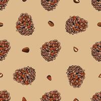 Seamless pattern with pine nuts. Design for fabric, textile, wallpaper, packaging. vector