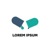 Opened pill icon vector logo for medicine pharmacy