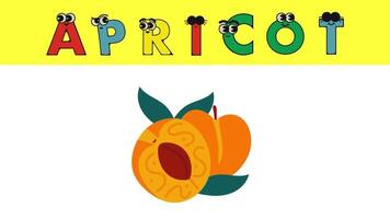 animato video di frutta nomi. adatto per bambini per studia prescolastico apprendimento video bambini vocabolario parole