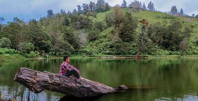 East Java, Indonesia, 10 Maret 2020 - Morning scene at Ranu Regulo Lake, famous site in Bromo Tengger Semeru National Park area in Lumajang photo