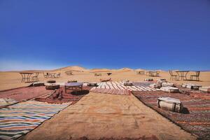 A panoramic sand dune near the desert camp at Mhamid el Ghizlane in Morocco photo