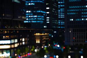 A night miniature cityscape in Marunouchi Tokyo tiltshift photo