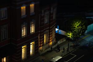 A night miniature cityscape in Marunouchi Tokyo tiltshift photo