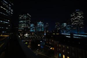 A night panoramic cityscape in Marunouchi Tokyo wide shot photo