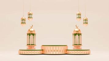 3d machen Ramadan Animation Hintergrund mit Laterne, Moschee, und islamisch Ornamente video