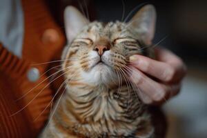 AI generated Happy Cat Getting Affectionate Attention photo