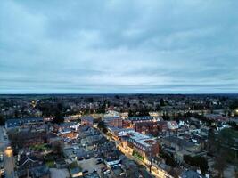 High Angle View of Illuminated Central Harpenden Town of England During Night. United Kingdom. March 16th, 2024 photo