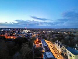 Aerial View of Illuminated Historical Oxford Central City of England at Night. England United kingdom. March 23rd, 2024 photo