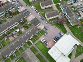 Aerial View of Residential Estate at  North Luton City of England UK. March 19th, 2024 photo