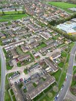 Aerial View of Residential Estate at  North Luton City of England UK. March 19th, 2024 photo