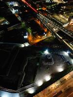 Aerial Night View of Illuminated City Centre Buildings of Birmingham Central City of England United Kingdom. March 30th, 2024 photo