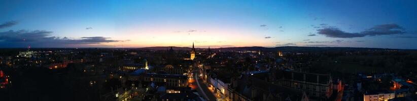 Aerial Panoramic View of Illuminated Historical Oxford Central City of England at Night. England United kingdom. March 23rd, 2024 photo