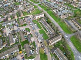 Aerial View of Residential Estate at  North Luton City of England UK. March 19th, 2024 photo