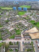 Aerial View of Residential Estate at  North Luton City of England UK. March 19th, 2024 photo