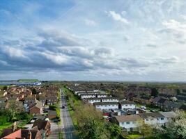 Aerial View of Bedford City of Bedfordshire, England UK During Windy and Cloudy Day. April 5th, 2024 photo