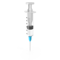 Realistic medical disposable syringe with needle. Applicable for vaccine injection, vaccination illustration. 3d plastic syringe with needle png