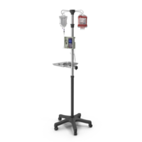 IV Stand Line and hanging blood or saline bag, serum.3d rendering. png