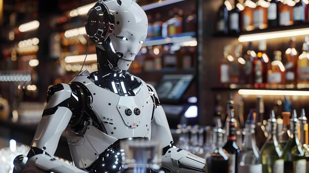 AI generated The robot, the android, is ready to perform work functions. AI Generated photo