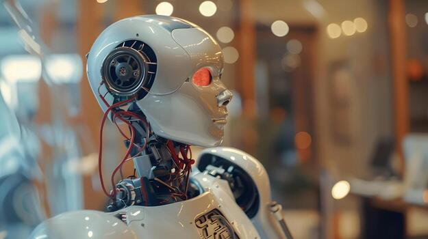 ai generado el robot, el androide, es Listo a realizar trabajo funciones ai generado foto