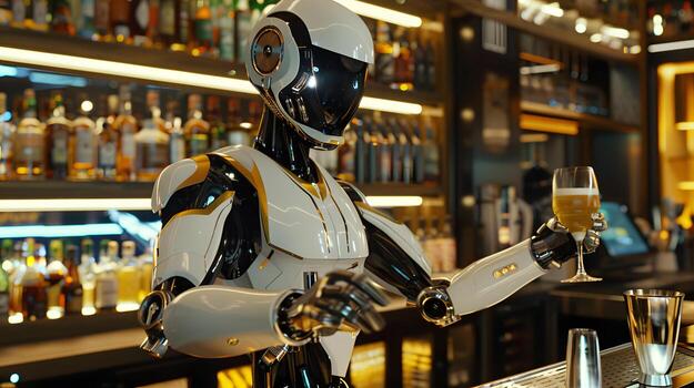 AI generated The robot, the android, is ready to perform work functions. AI Generated photo