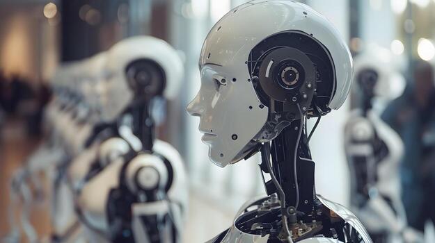 ai generado el robot, el androide, es Listo a realizar trabajo funciones ai generado foto