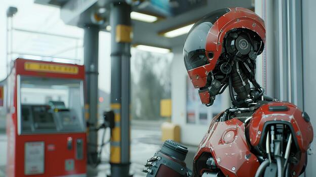 AI generated The robot, the android, is ready to perform work functions. AI Generated photo