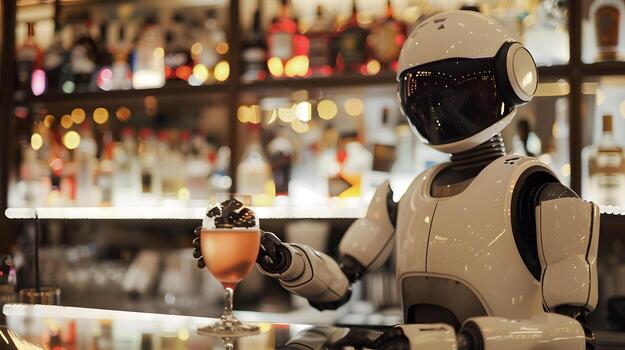 AI generated The robot, the android, is ready to perform work functions. AI Generated photo