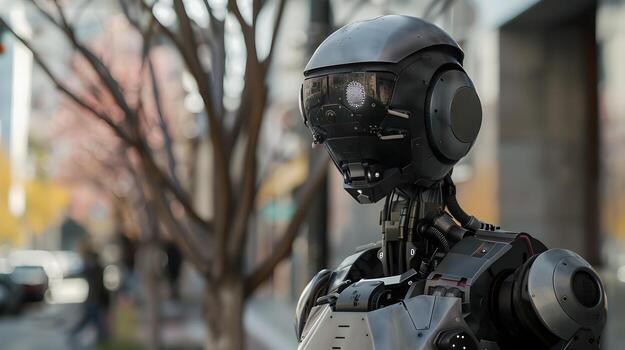 AI generated The robot, the android, is ready to perform work functions. AI Generated photo