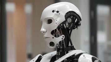 AI generated The robot, the android, is ready to perform work functions. AI Generated photo