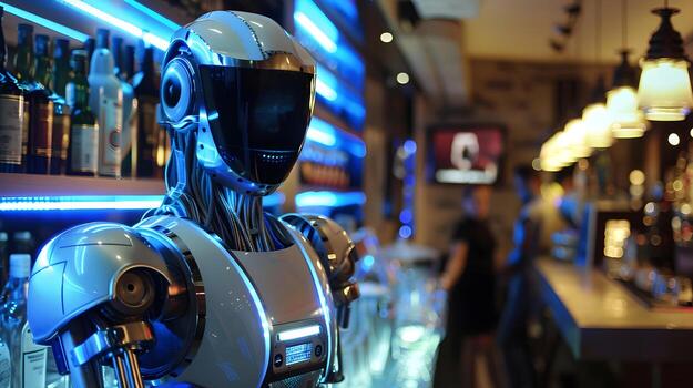 AI generated The robot, the android, is ready to perform work functions. AI Generated photo