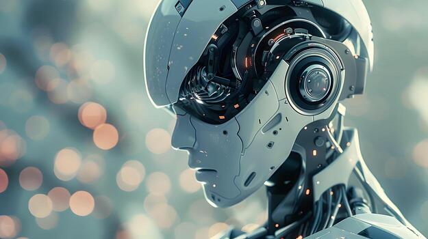 AI generated The robot, the android, is ready to perform work functions. AI Generated photo