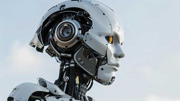 AI generated The robot, the android, is ready to perform work functions. AI Generated photo