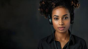 AI generated Portrait of a young woman call center operator. AI Generated photo