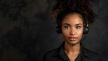 AI generated Portrait of a young woman call center operator. AI Generated photo