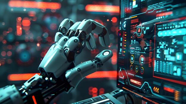 ai generado el robot, el androide, es Listo a realizar trabajo funciones ai generado foto