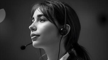 AI generated Portrait of a young woman call center operator. AI Generated photo