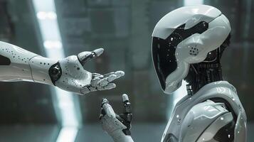 AI generated The robot, the android, is ready to perform work functions. AI Generated photo