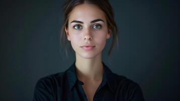 AI generated Portrait of a young woman call center operator. AI Generated photo