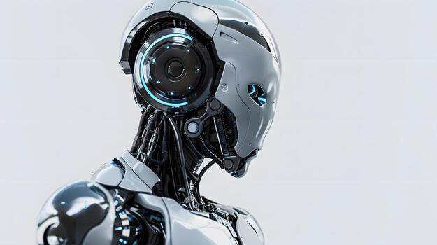 AI generated The robot, the android, is ready to perform work functions. AI Generated photo