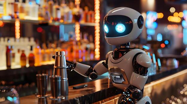 AI generated The robot, the android, is ready to perform work functions. AI Generated photo